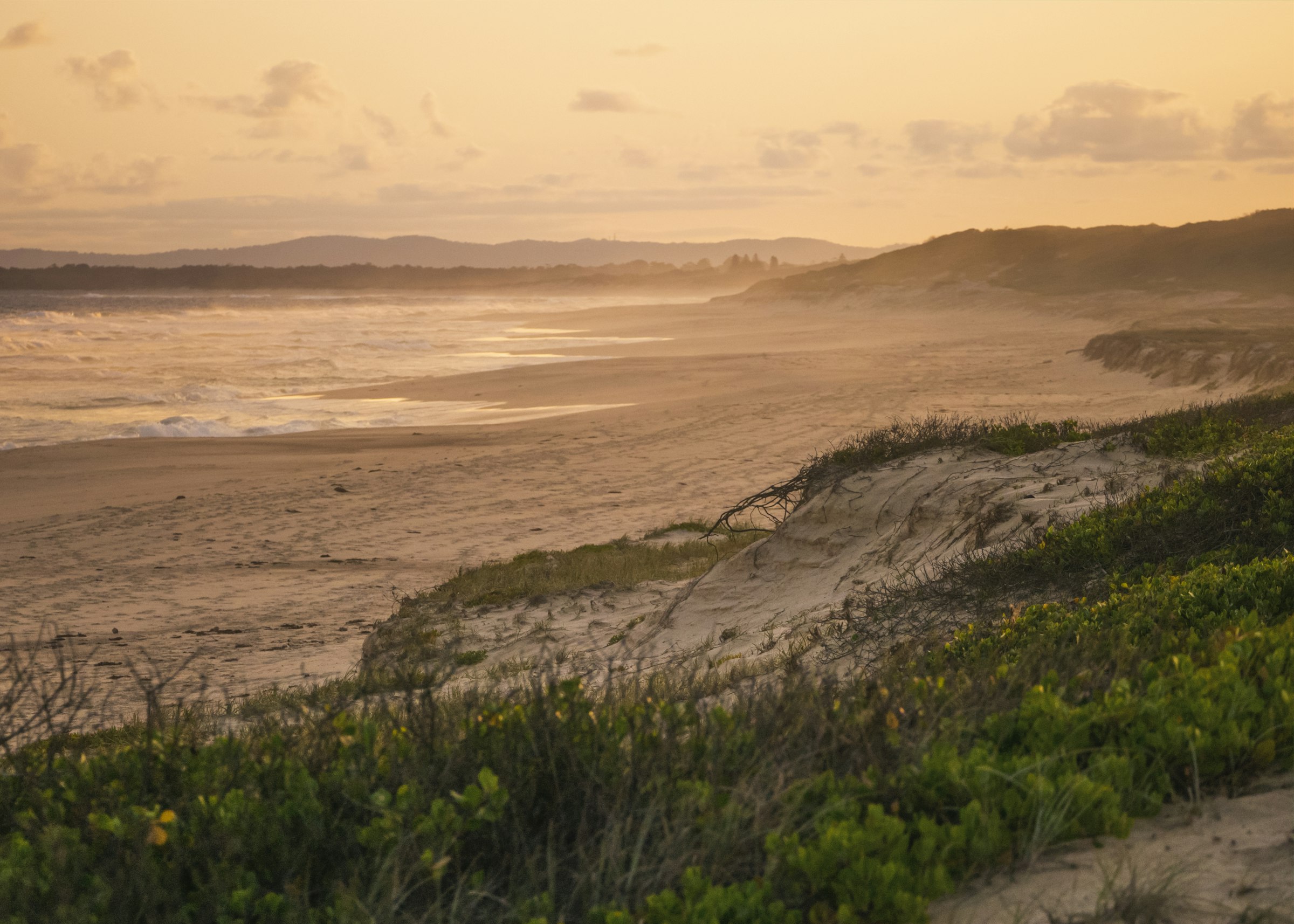 Australian beach at golden hour